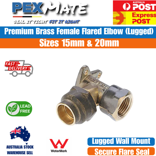 LF 15mm FL x 15mm FI Female Flared Elbow Lugged (1/2" FL x 1/2" FI) WaterMark Lead Free - Image 2