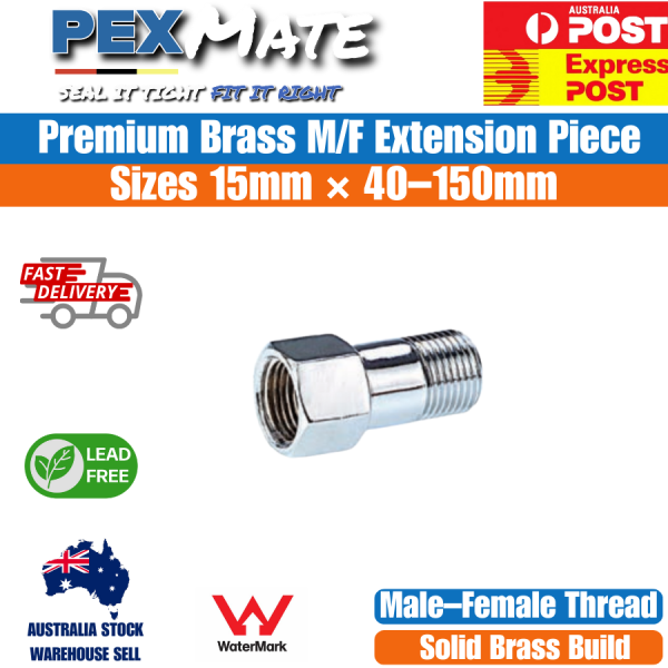 15mm x 65mm M/F Extension Piece 1/2" x 2 1/2" Chrome Plated Lead Free | WaterMark Approved - Image 2