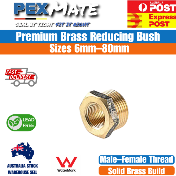 50mm x 25mm Reducing Bush (2" x 1") Brass Fitting | WaterMark Lead Free - Image 2