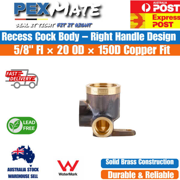 Capillary Recess Cock Body 5/8 Right Angle Brass WaterMark - Image 2