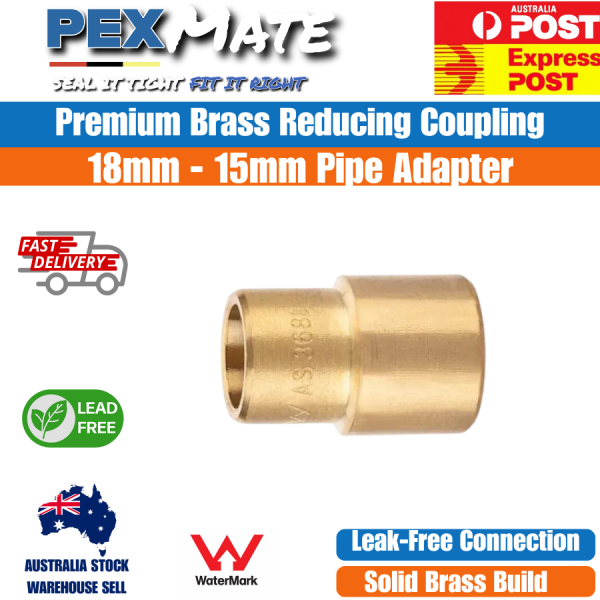 18mm x 15mm Reducing Straight Coupling Brass (5/8" x 1/2") | WaterMark Approved - Image 2