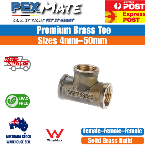 25mm Brass Tee (1") WaterMark Lead Free Plumbing Fitting - Image 2