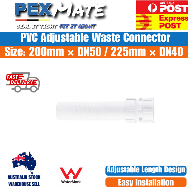 200mm Adjustable Connector DN50 PVC WaterMark Certified - Image 2