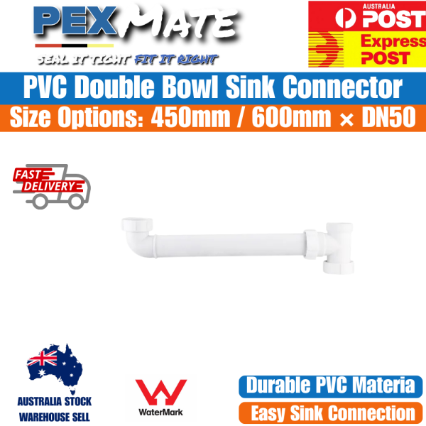 600mm Double Bowl Sink Connector DN50 PVC WaterMark Certified - Image 2