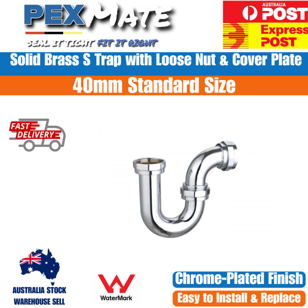 40mm Copper P Trap Basin Waste Chrome Plated – WaterMark Approved - Image 2