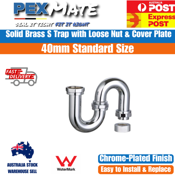 40mm Copper S Trap Loose Nut & Cover Plate Chrome – WaterMark Approved - Image 2