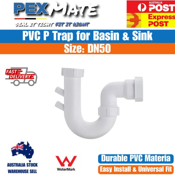 50mm PVC P Trap DN50 WaterMark - Image 2