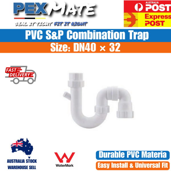 40mm x 32mm PVC Combination Trap DN40 WaterMark - Image 2