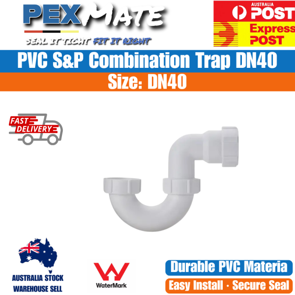 40mm PVC Short Inlet Combination Trap DN40 WaterMark - Image 2
