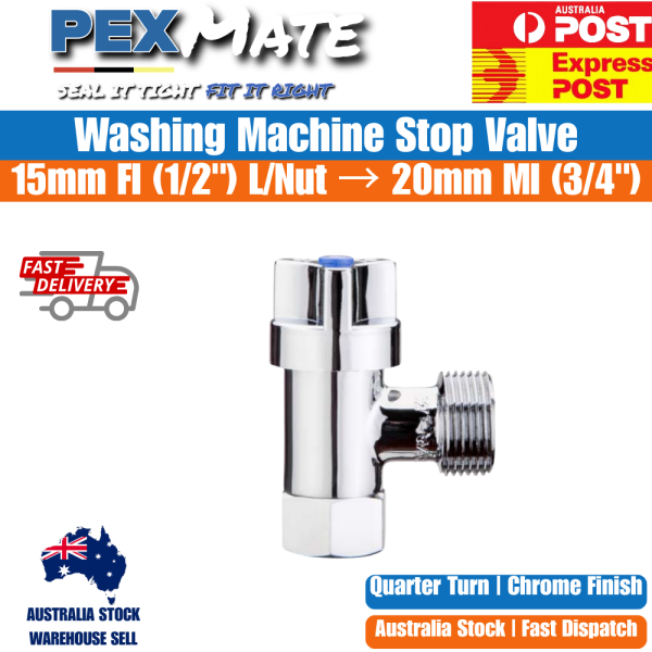 15mm Washing Machine Stop Tap with Check Valve | Dishwasher | WaterMark - Image 2