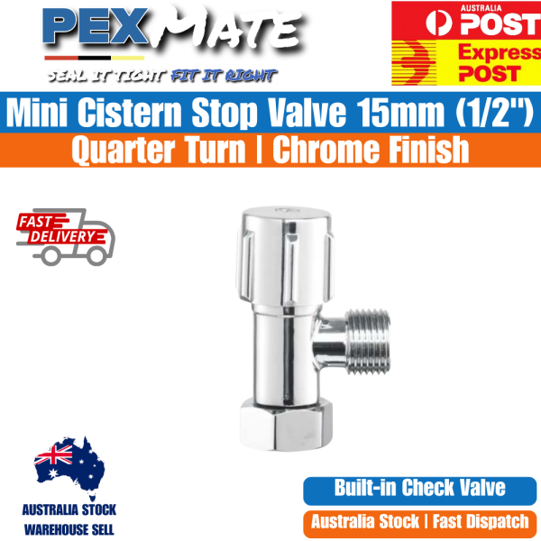 15mm Loose Nut Mini Cistern Stop Valve with Check Valve | WaterMark | Lead Free - Image 2